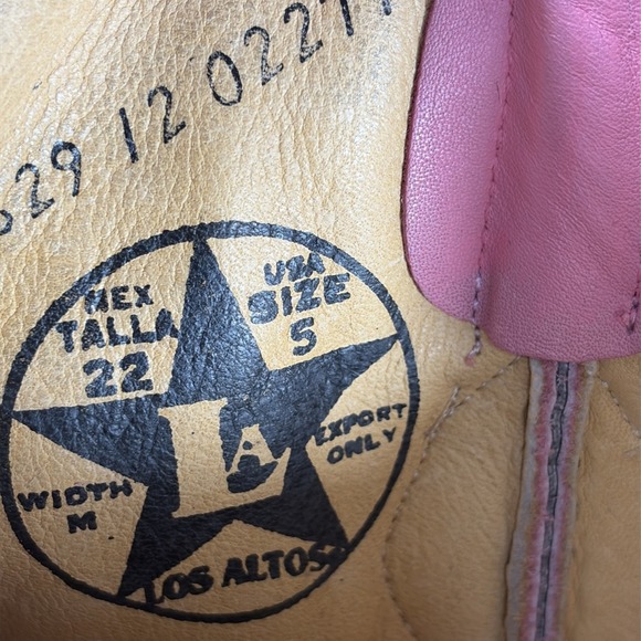Los Altos Versace Square Toe Ostrich Pink Wide Cowboy Western Boots Size 5 - Picture 10 of 10